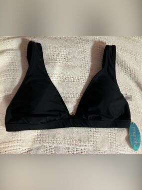 Mynah Solid Black Triangle Bikini Top